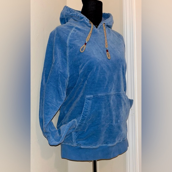 Unisex Scotch & Soda Corduroy Blue Hooded Sweatshirt - Picture 4 of 7